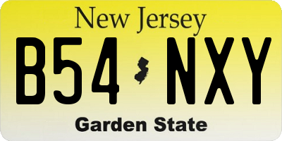 NJ license plate B54NXY