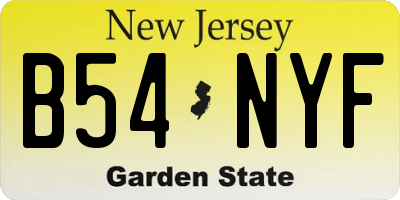 NJ license plate B54NYF