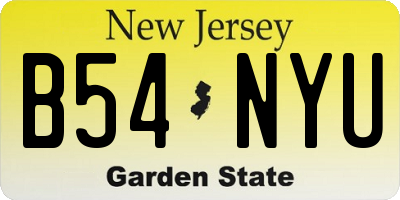 NJ license plate B54NYU