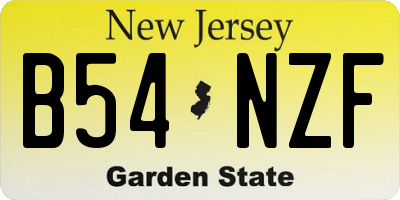 NJ license plate B54NZF
