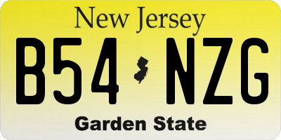 NJ license plate B54NZG