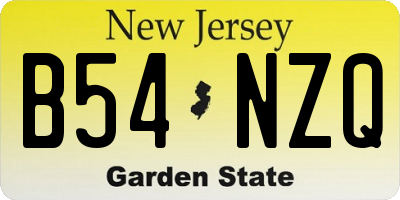NJ license plate B54NZQ