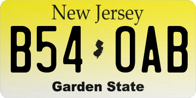 NJ license plate B54OAB