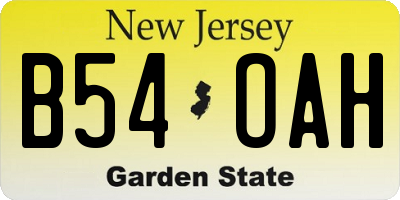 NJ license plate B54OAH