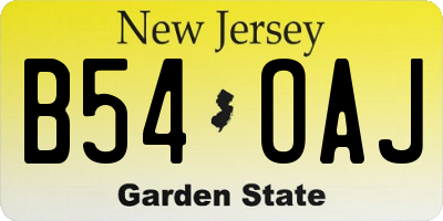 NJ license plate B54OAJ