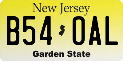 NJ license plate B54OAL