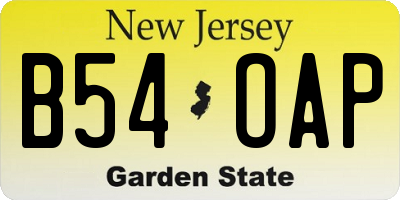 NJ license plate B54OAP