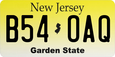 NJ license plate B54OAQ