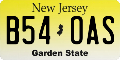 NJ license plate B54OAS
