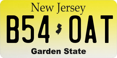 NJ license plate B54OAT