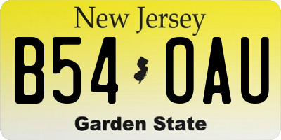 NJ license plate B54OAU