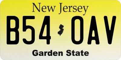NJ license plate B54OAV
