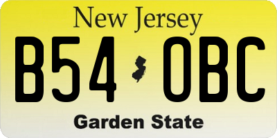 NJ license plate B54OBC
