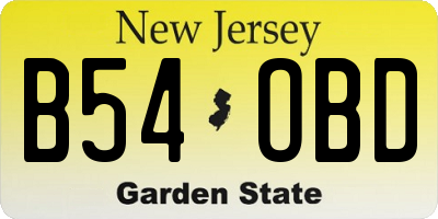 NJ license plate B54OBD