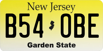 NJ license plate B54OBE