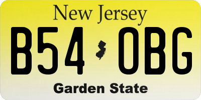 NJ license plate B54OBG