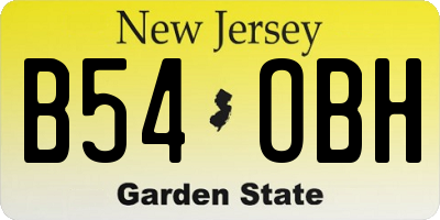 NJ license plate B54OBH