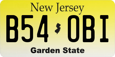 NJ license plate B54OBI