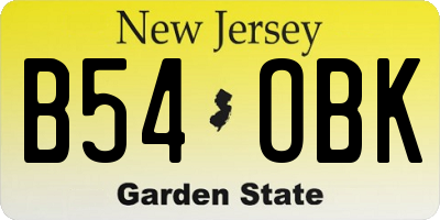 NJ license plate B54OBK