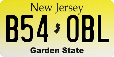 NJ license plate B54OBL