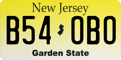 NJ license plate B54OBO