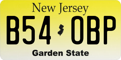 NJ license plate B54OBP