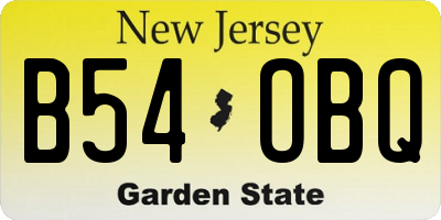 NJ license plate B54OBQ