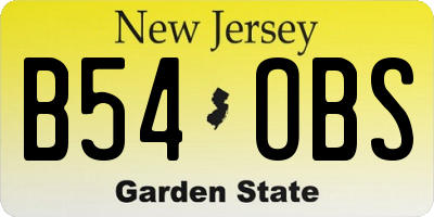 NJ license plate B54OBS