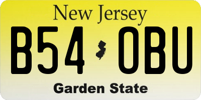NJ license plate B54OBU