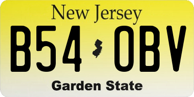 NJ license plate B54OBV