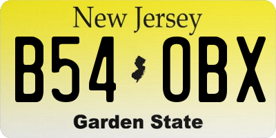 NJ license plate B54OBX