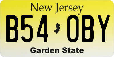 NJ license plate B54OBY