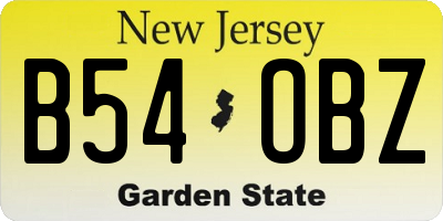 NJ license plate B54OBZ