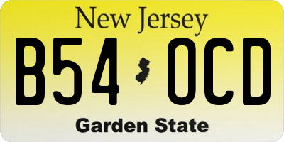 NJ license plate B54OCD