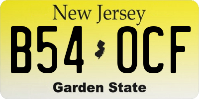 NJ license plate B54OCF