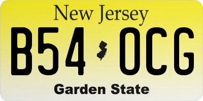 NJ license plate B54OCG