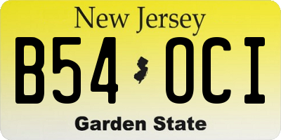 NJ license plate B54OCI