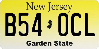 NJ license plate B54OCL