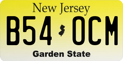 NJ license plate B54OCM