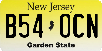 NJ license plate B54OCN