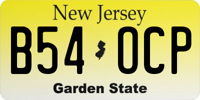 NJ license plate B54OCP