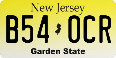 NJ license plate B54OCR