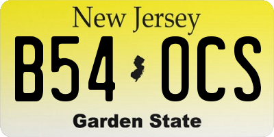 NJ license plate B54OCS
