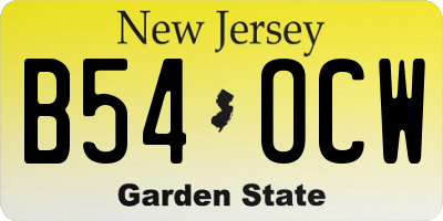 NJ license plate B54OCW