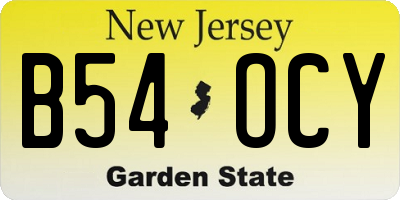 NJ license plate B54OCY