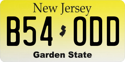 NJ license plate B54ODD