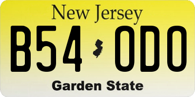 NJ license plate B54ODO