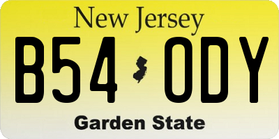 NJ license plate B54ODY