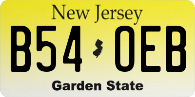 NJ license plate B54OEB