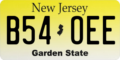 NJ license plate B54OEE